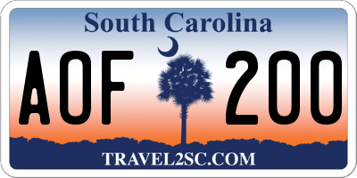 SC license plate AOF200