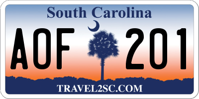 SC license plate AOF201