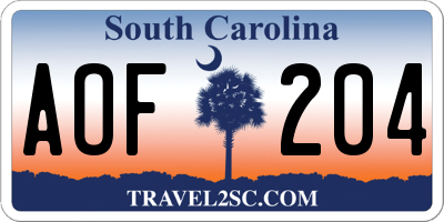 SC license plate AOF204