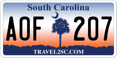 SC license plate AOF207
