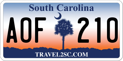 SC license plate AOF210