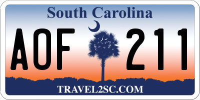 SC license plate AOF211
