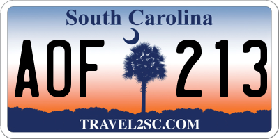 SC license plate AOF213