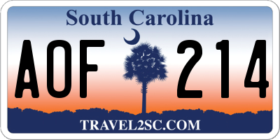 SC license plate AOF214