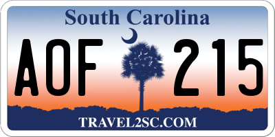 SC license plate AOF215