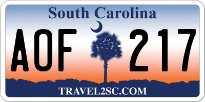SC license plate AOF217