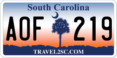 SC license plate AOF219