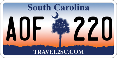 SC license plate AOF220