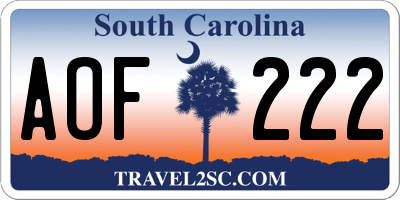 SC license plate AOF222