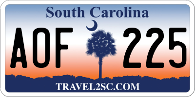 SC license plate AOF225