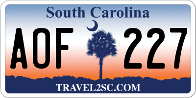 SC license plate AOF227