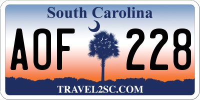 SC license plate AOF228