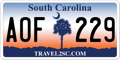 SC license plate AOF229