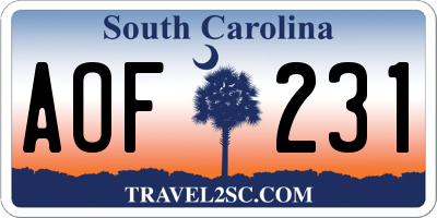 SC license plate AOF231