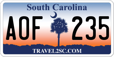SC license plate AOF235