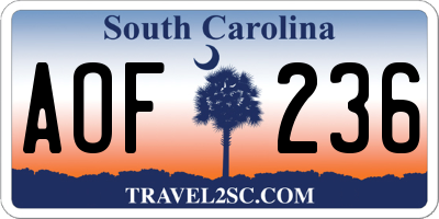 SC license plate AOF236