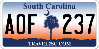 SC license plate AOF237