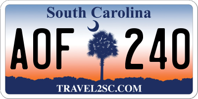 SC license plate AOF240