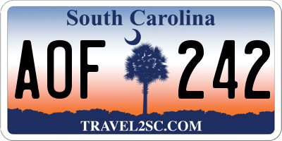 SC license plate AOF242
