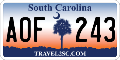 SC license plate AOF243