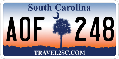 SC license plate AOF248
