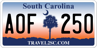SC license plate AOF250