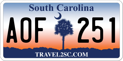 SC license plate AOF251