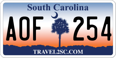 SC license plate AOF254