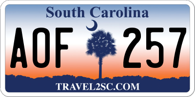 SC license plate AOF257