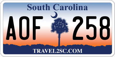 SC license plate AOF258