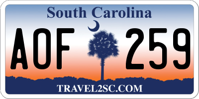 SC license plate AOF259