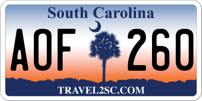 SC license plate AOF260