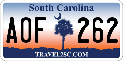 SC license plate AOF262