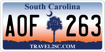 SC license plate AOF263
