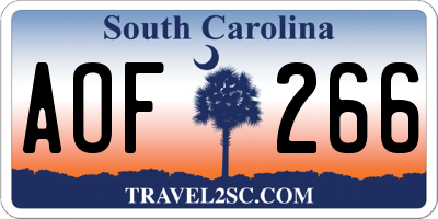 SC license plate AOF266