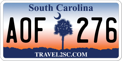 SC license plate AOF276