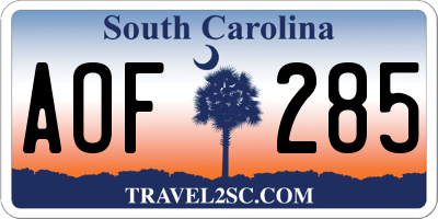 SC license plate AOF285