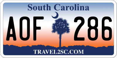 SC license plate AOF286