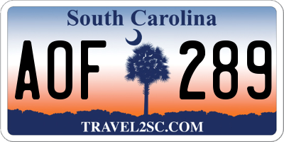 SC license plate AOF289