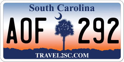 SC license plate AOF292
