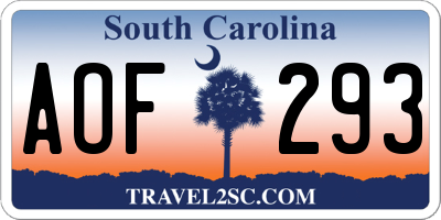 SC license plate AOF293