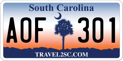 SC license plate AOF301