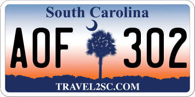 SC license plate AOF302