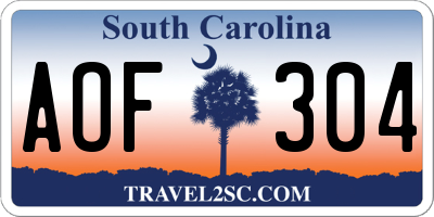 SC license plate AOF304