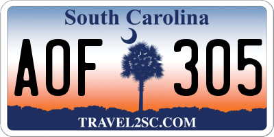 SC license plate AOF305