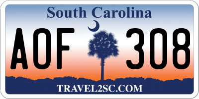 SC license plate AOF308