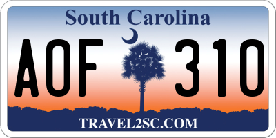 SC license plate AOF310