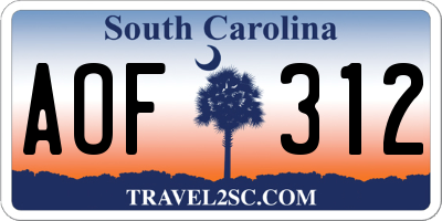 SC license plate AOF312
