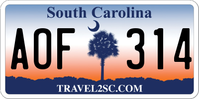 SC license plate AOF314
