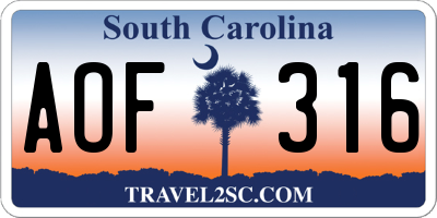 SC license plate AOF316